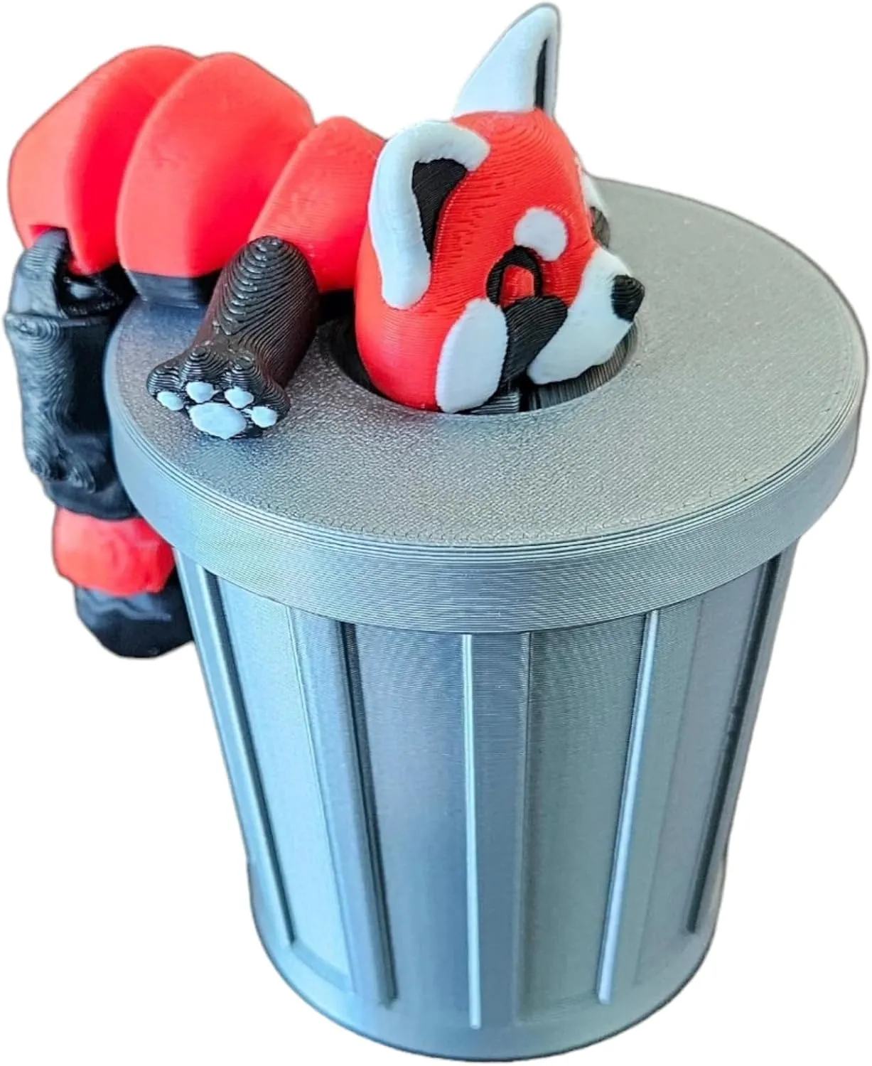 Anxiety - Animal Lovers Articulating Red Panda Fidget Animal with Trash Can - 3D Printed Articulated Joints ADHD, Autism, emigrate stair gender tableland linen Relief 