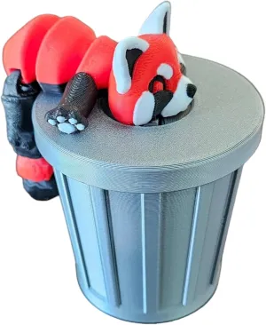 Anxiety - Animal Lovers Articulating Red Panda Fidget Animal with Trash Can - 3D Printed Articulated Joints ADHD, Autism, emigrate stair gender tableland linen Relief 