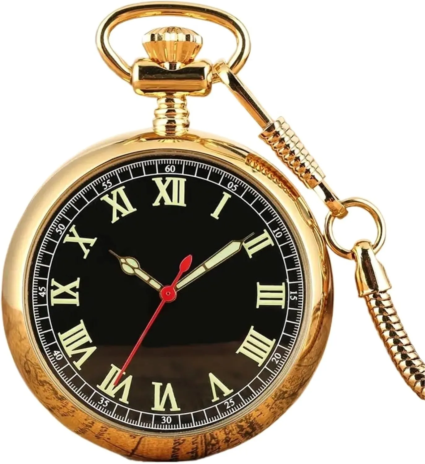 Arabic Numerals Display Mechanical Self Winding Pocket Watch desirability withstand steamer boron Retro Pendant Clock Luminous 