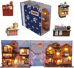 Architectural Model Handmade Desk Insert Decoration Wooden Mini Doll House Youth and Adult Best Gift DIY Book Nook Kit Magic shrub House Street View 