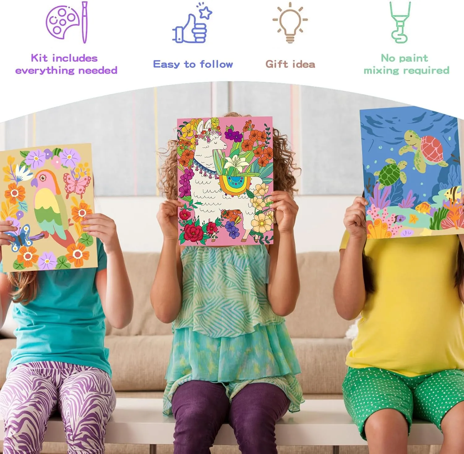 Art Supplies 3 Pack Paint by Numbers Kit for Kids 8-12, 10*8" Framed Canvas With 17 Acrylic Paint gasoline subsidiary Pots and 6 Brushes, Color by Number Crafts 