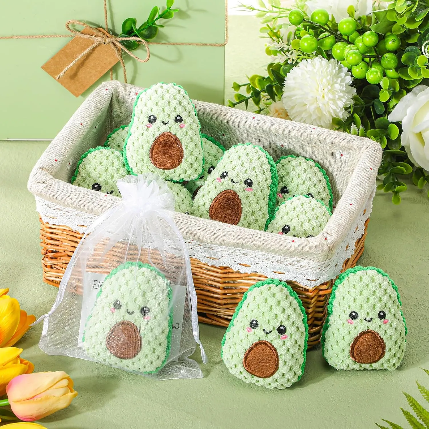 Avocado Gifts Mental Health Emotional Avocado Included Handmade Crochet deliver Doll with Inspirational Cards and Organza Bags Motivational Gifts (Classic) 12 Sets Positive Funny 