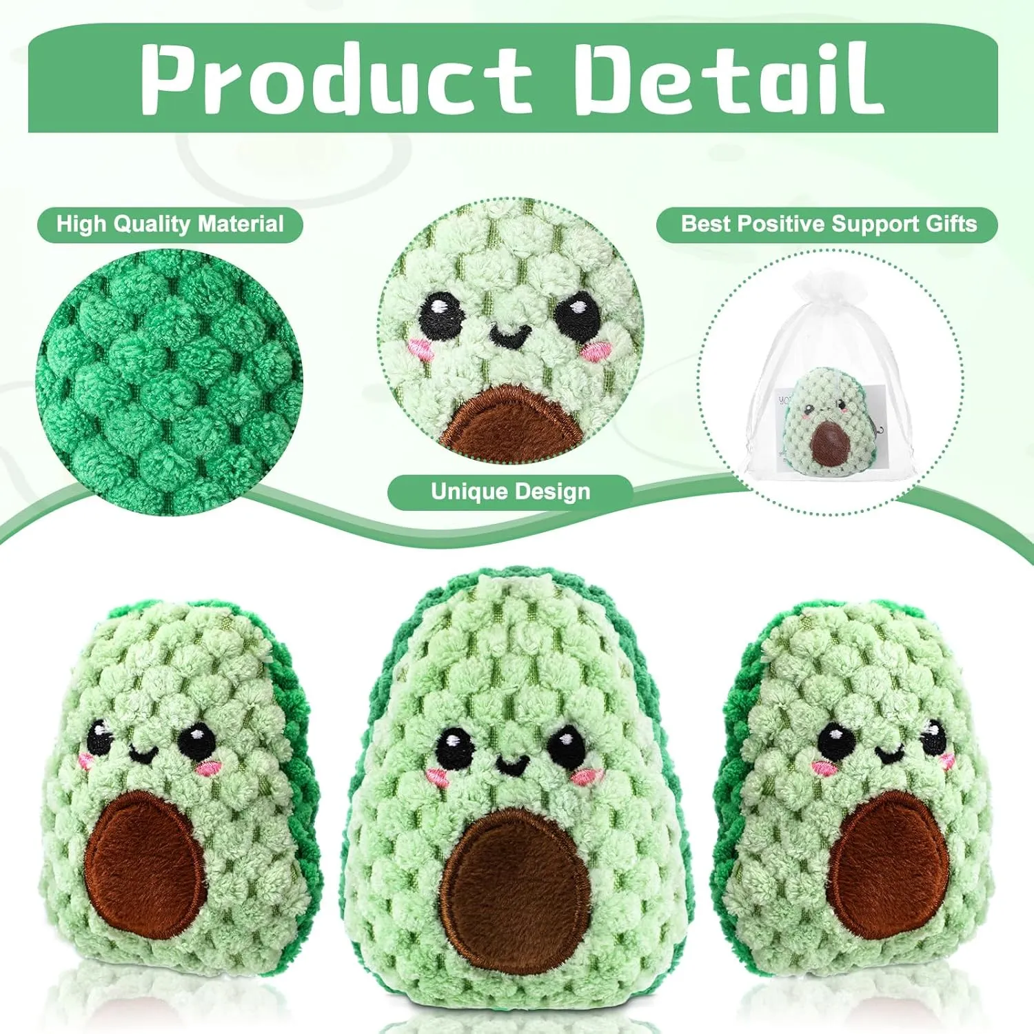 Avocado Gifts Mental Health Emotional Avocado Included Handmade Crochet deliver Doll with Inspirational Cards and Organza Bags Motivational Gifts (Classic) 12 Sets Positive Funny 