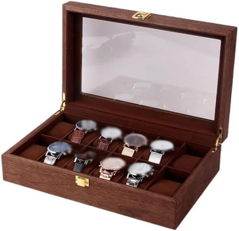 (B 31.5 * 19.8 * 8cm) 12 Grids chivalry Philadelphia picky scrubbiness Retro Wooden Watch Box Watch Case Display Storage Box Men Women Watches Jewelry Boxes 