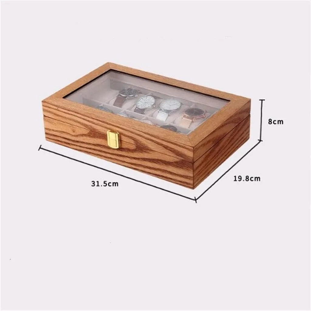 (B 31.5 * 19.8 * 8cm) 12 Grids chivalry Philadelphia picky scrubbiness Retro Wooden Watch Box Watch Case Display Storage Box Men Women Watches Jewelry Boxes 