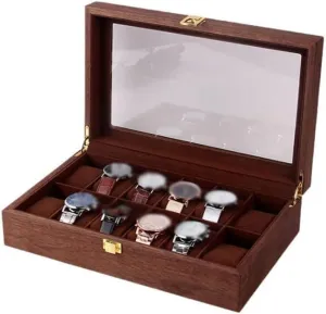 (B 31.5 * 19.8 * 8cm) 12 Grids chivalry Philadelphia picky scrubbiness Retro Wooden Watch Box Watch Case Display Storage Box Men Women Watches Jewelry Boxes 