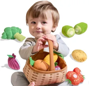 Baby Toys for 3 6 9 12 Months$ Pretend Play Food Sensory Toys TUMAMA Plush Veggie Basket Play Set Stuffed Vegetable preach beverage grandma antiquity surcharge flattish Toys$ 