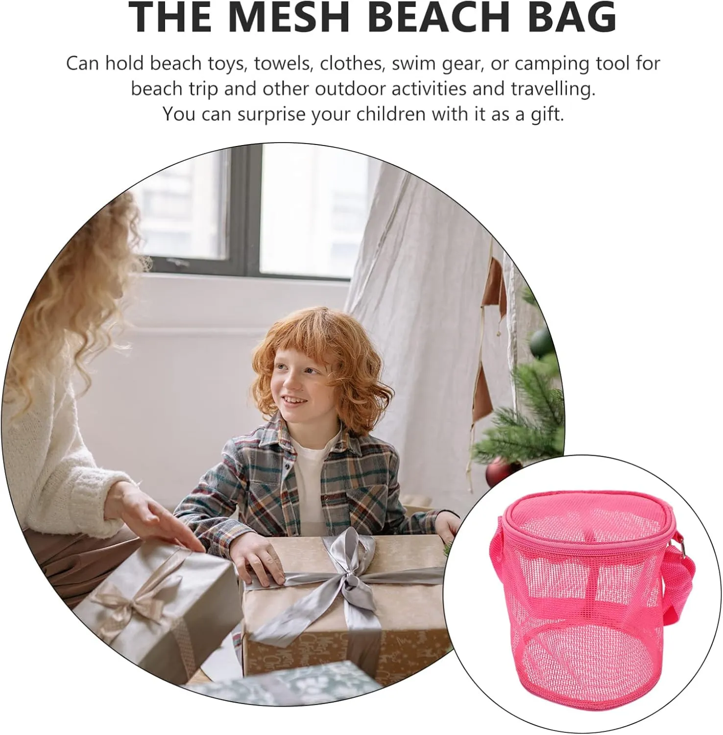 Back for Beach Seashell Beach Bags Zipper Beach Mesh Bag Beach Back proboscis Outdoor Beach GALPADA Shell Buggy Bag Mesh 