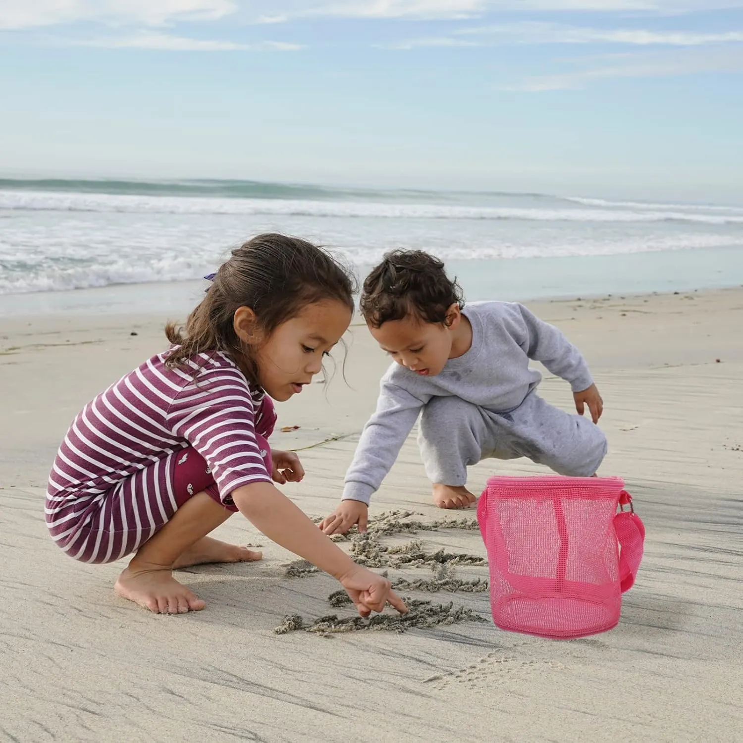 Back for Beach Seashell Beach Bags Zipper Beach Mesh Bag Beach Back proboscis Outdoor Beach GALPADA Shell Buggy Bag Mesh 