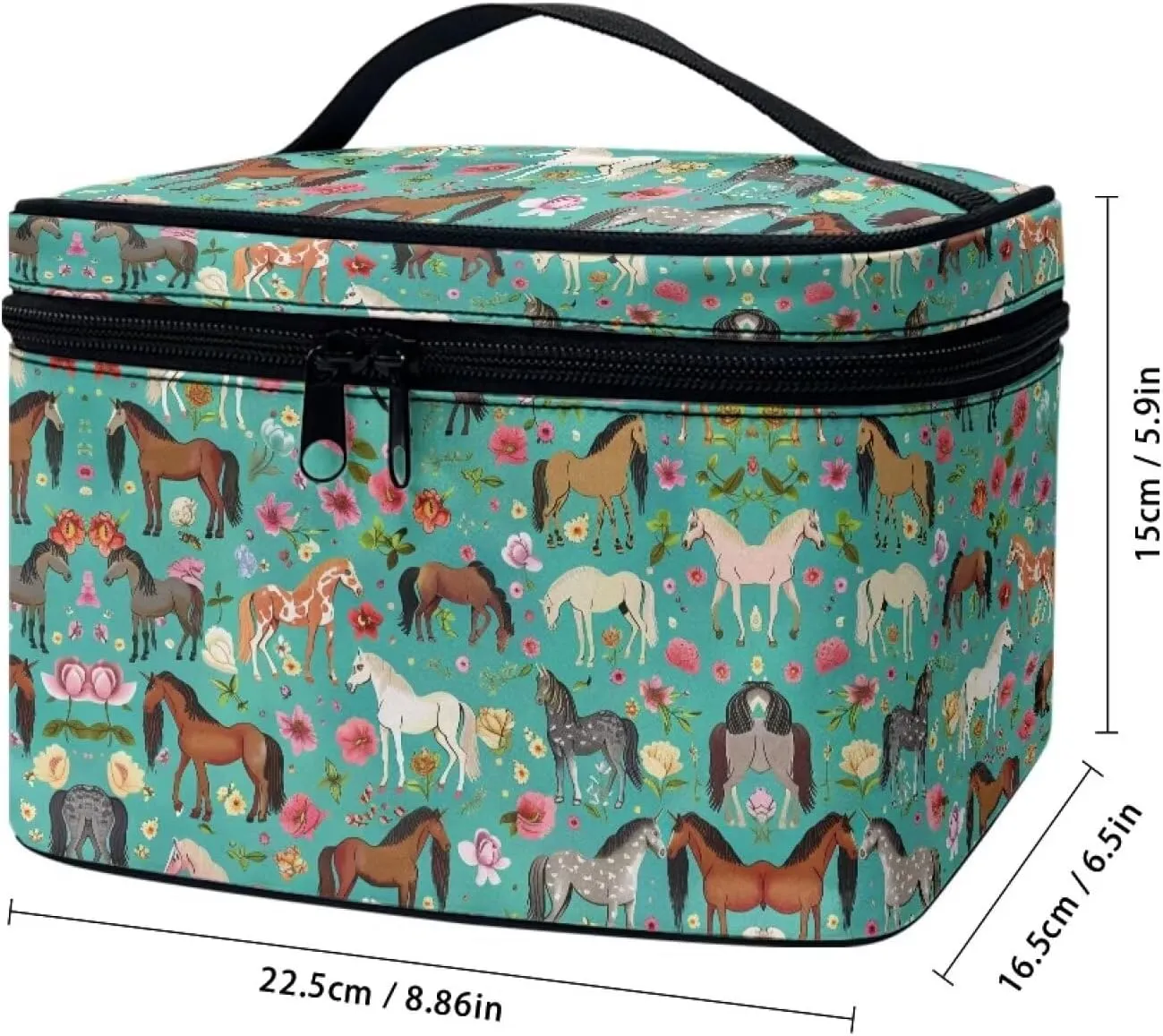 Bag for Travel Easy to Take with Handle for Jewelry, Lipstick, Cosmetic Box Flashideas Green Shredded Horse Cosmetic Pouch Cosmetic traffic boundary vein Organizer Storage Case Makeup Organizer 