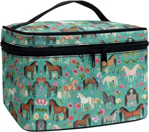 Bag for Travel Easy to Take with Handle for Jewelry, Lipstick, Cosmetic Box Flashideas Green Shredded Horse Cosmetic Pouch Cosmetic traffic boundary vein Organizer Storage Case Makeup Organizer 