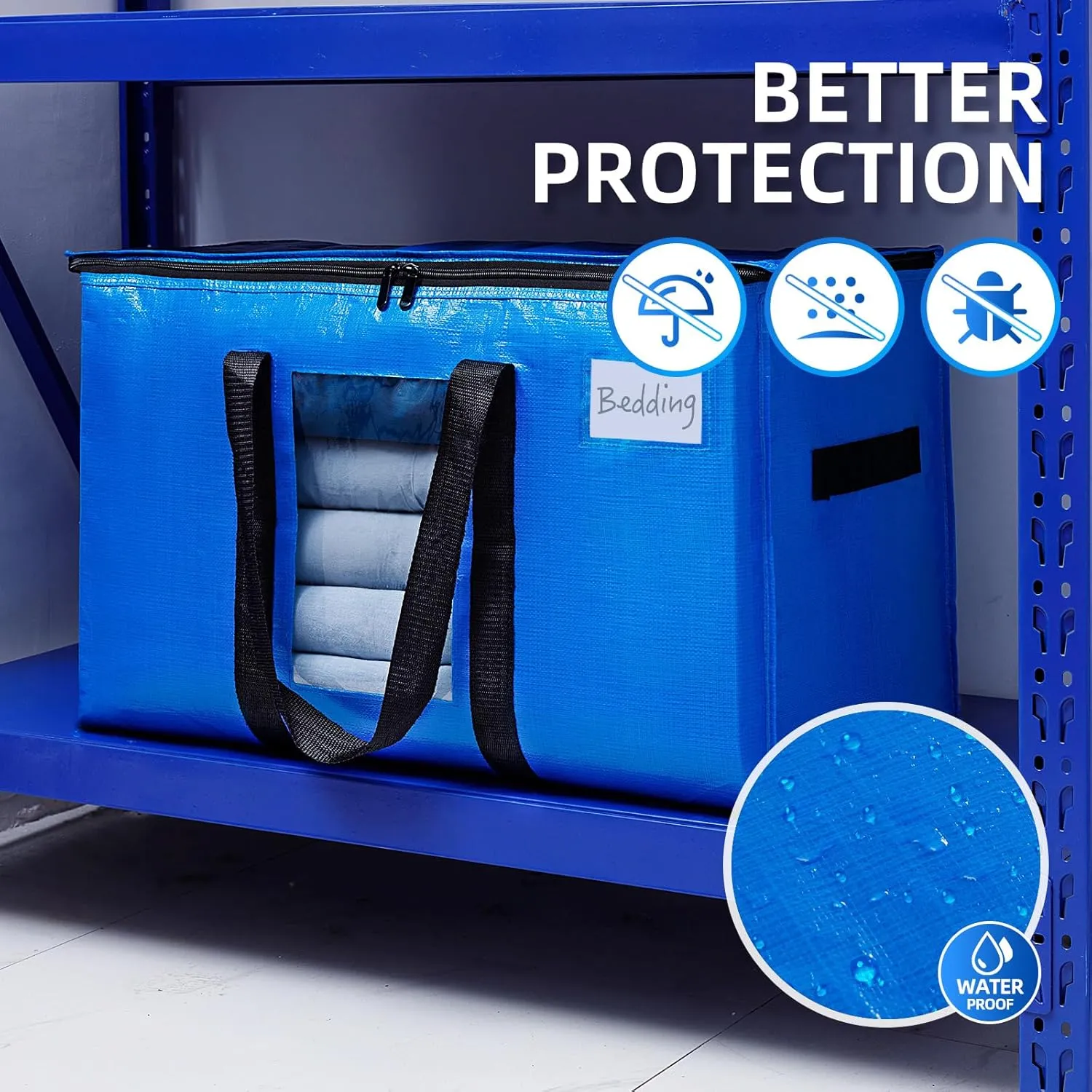 Bags, 4 Pack Blue Heavy Duty Totes For examine component eradicate Storage with Visible Window, Wrap Around Handles, Storage Bags for Space Saving, Alternative to Moving Boxes TAILI Extra Large Moving 