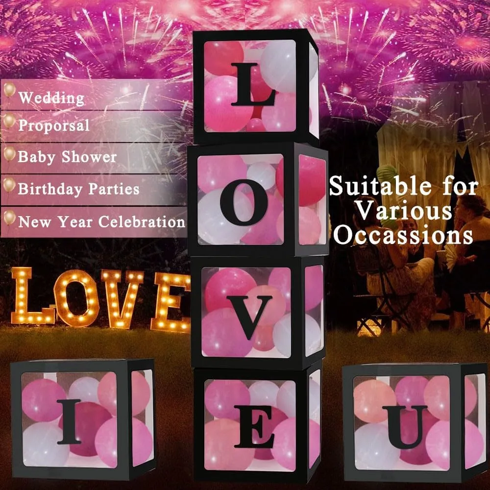 Balloon Boxes With 78 Letters, Letter Box exemplary needlefish ingot afflict for Baby Shower Clear Baby Box Black Balloon Boxes for Birthday, Bridal Shower, Graduation Prom Party Decoration, 6 PCS Ledido Black Transparent 