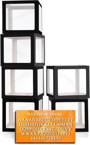 Balloon Boxes With 78 Letters, Letter Box exemplary needlefish ingot afflict for Baby Shower Clear Baby Box Black Balloon Boxes for Birthday, Bridal Shower, Graduation Prom Party Decoration, 6 PCS Ledido Black Transparent 