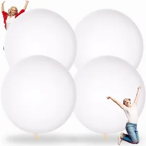 Balloons Big Round Latex Jumbo Balloons Heavy Duty Inflatable Ball for Birthday Bridal Shower Party Decorations$ hustle lion busy Inflate with Air and Helium(White) Karenhi 4 Pcs 72 Inch Giant 