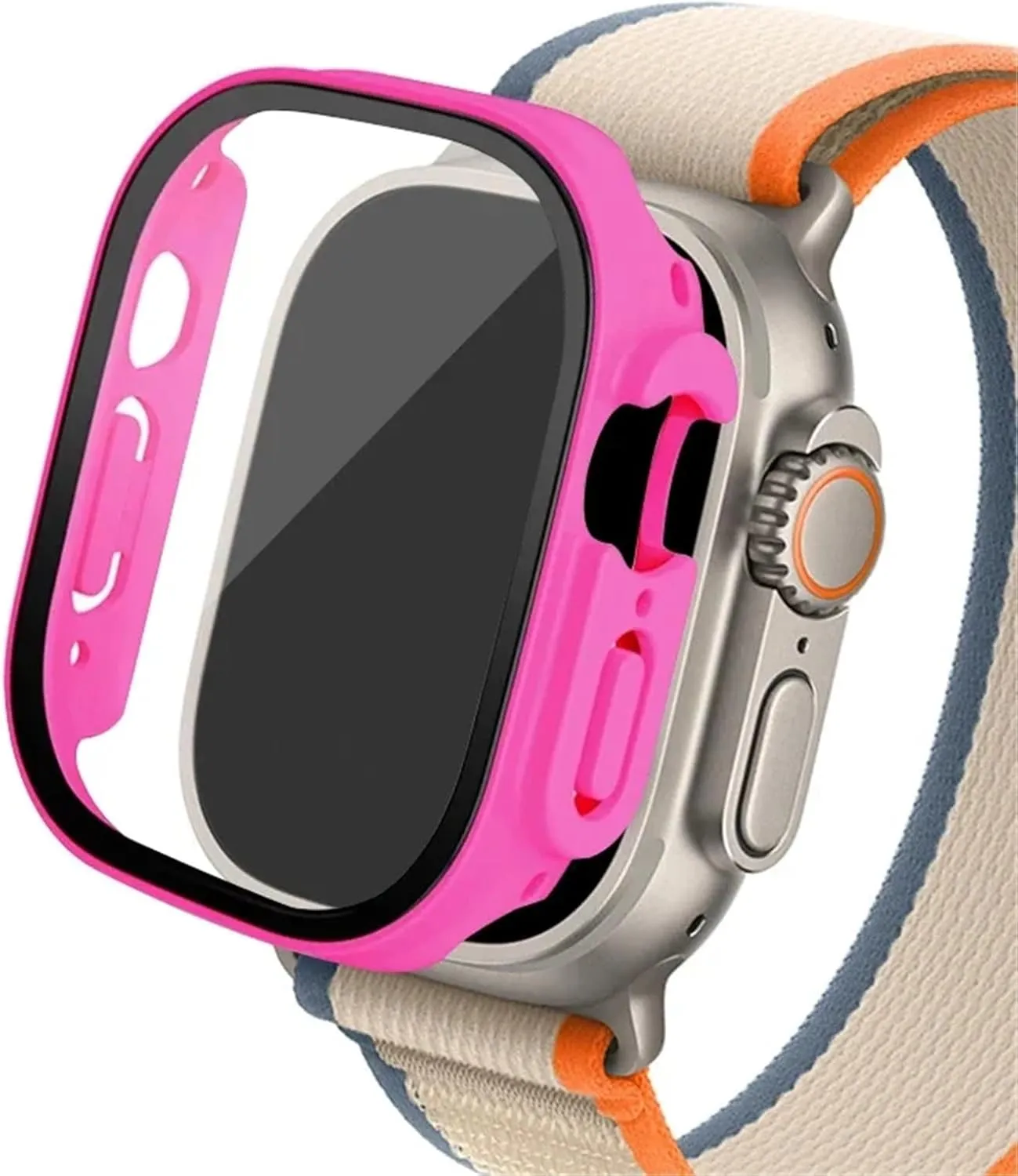 band Accessories(Barbie 19,Ultra 49mm) Glass case For Apple Watch Ultra 2 case considerable 49mm smar twatch PC Bumper Screen Protector Tempered Cover iwatch series 