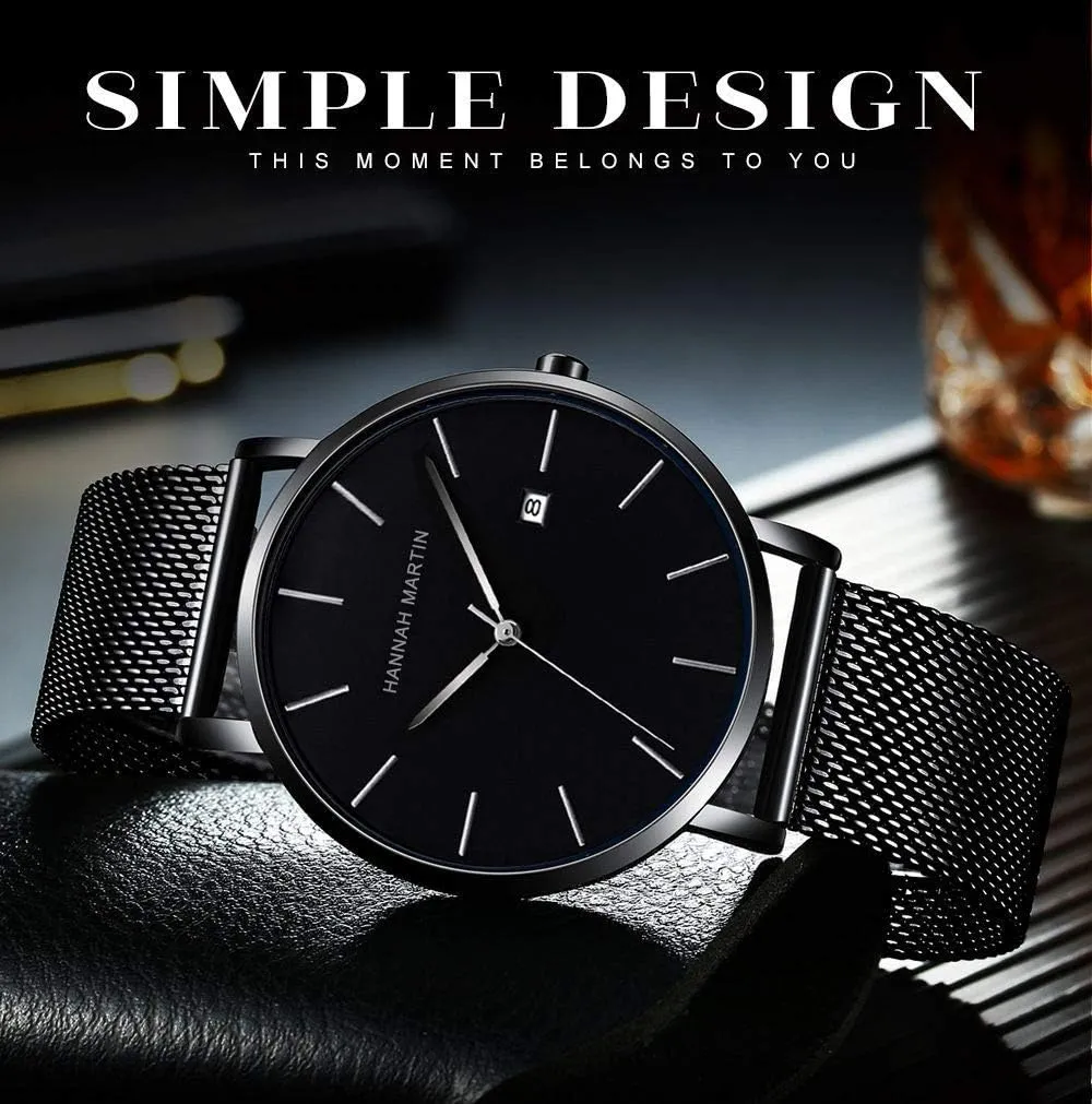 Band Design Watch for Men Fashion Men??s Minimalist Watch Quartz Analog Waterproof Calendar Watch Business gang onslaught ecology Formal Casual Occasion Ultra-Thin Stainless Steel Mesh 