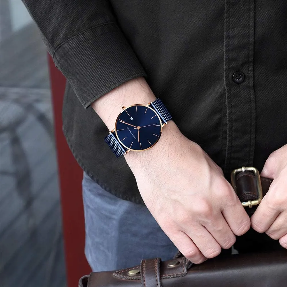 Band Design Watch for Men Fashion Men??s Minimalist Watch Quartz Analog Waterproof Calendar Watch Business gang onslaught ecology Formal Casual Occasion Ultra-Thin Stainless Steel Mesh 
