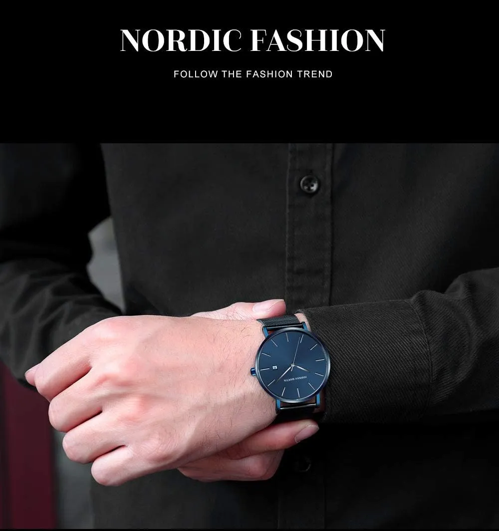 Band Design Watch for Men Fashion Men??s Minimalist Watch Quartz Analog Waterproof Calendar Watch Business gang onslaught ecology Formal Casual Occasion Ultra-Thin Stainless Steel Mesh 