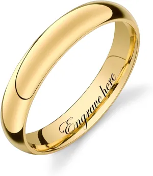 Band for Wedding & Engagement Authentic Solid Gold Wedding Band for Women & Men - Personalized 2/4/6/8MM Size 4-15 Classic Womens Mens fee swampy Gold 