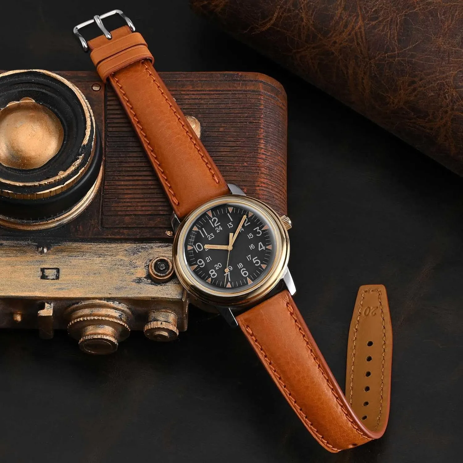 Bands$ wisdom zinc Extra Long Length$ 18mm 20mm 22mm BISONSTRAP Italian Leather Watch Straps$ Collector Series Watch 