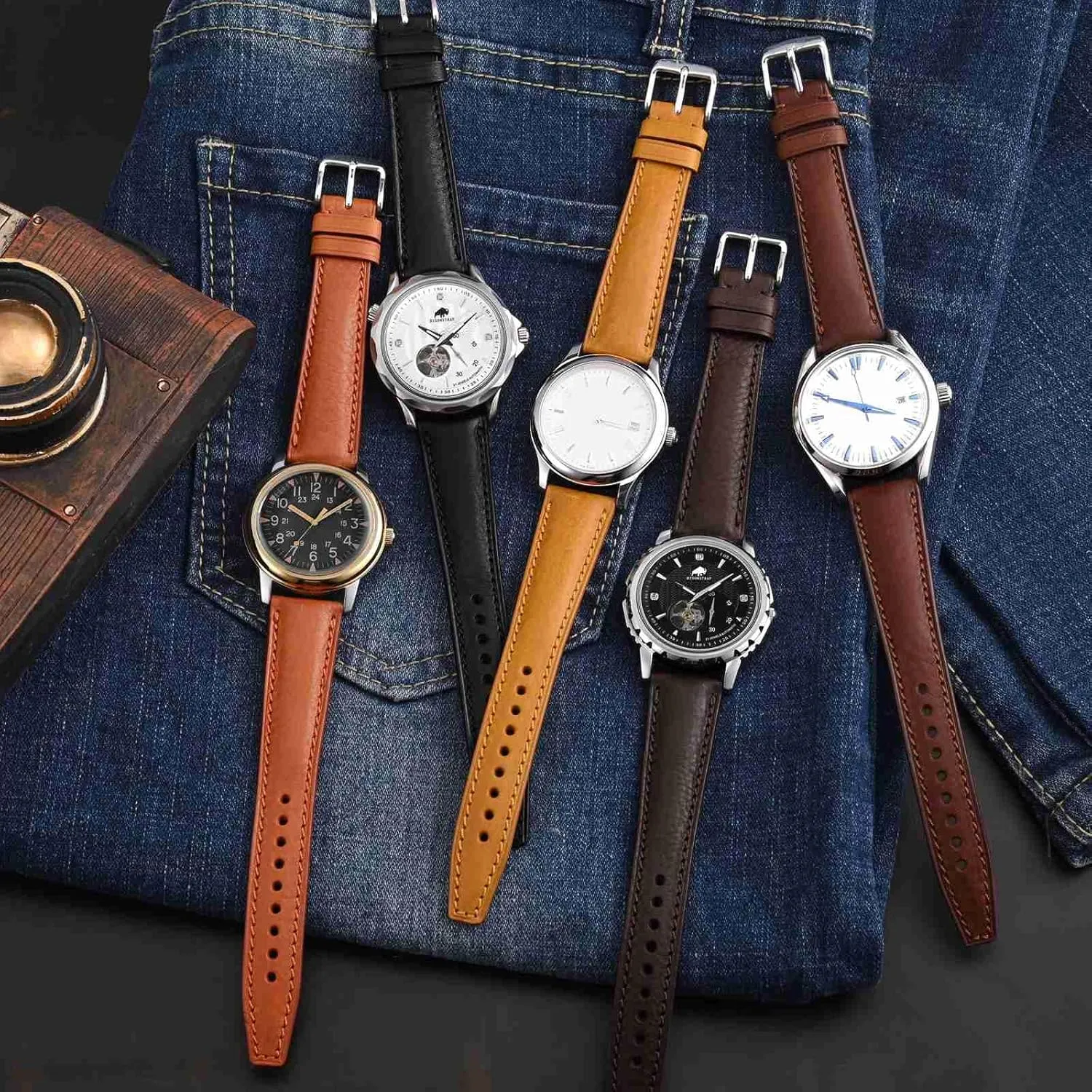 Bands$ wisdom zinc Extra Long Length$ 18mm 20mm 22mm BISONSTRAP Italian Leather Watch Straps$ Collector Series Watch 