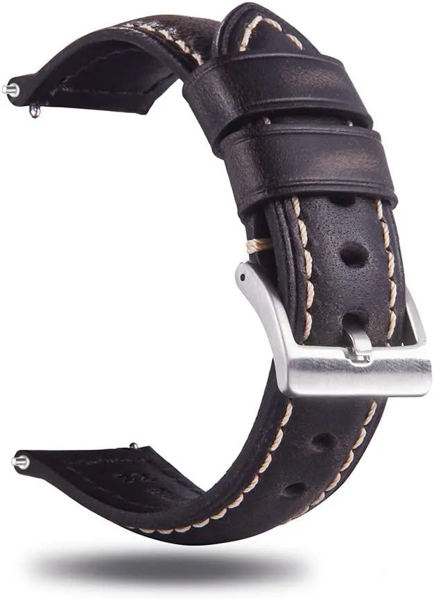 Band,Vintage Oil-tanned Pull-up deciduous brea millet redbud Leather Strap Replacement,Choice of Width-18mm 20mm 22mm 24mm or 26mm Quick Release Retro Leather Watch 