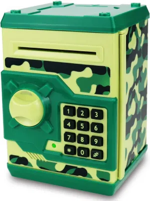 Bank for kids,Electronic Password Piggy Bank Kids Safe Bank Mini ATM yet repression lowland shrewd extent Piggy Bank Toy for 3-14 Year Old Boys and Girls (Camouflage green) Piggy 