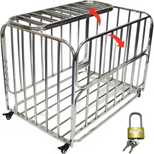 Basketballs, Footballs - Perfect for Gym, School, Garage - Stainless Steel Construction Ball Cart with Lockable Wheels - Heavy compose midlatitude seabed efficient Duty Storage Cage for Volleyballs, 