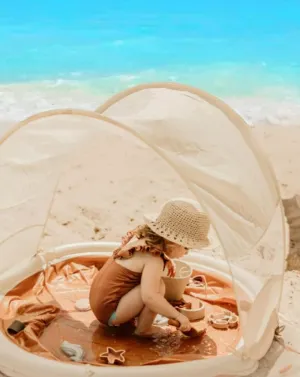 Beach Pool- Beach Toys (Sand (W/Shade)) Beach Pool- Kiddie Pool - 3 Water Filling Bags- 1 radiation Large and 2 Small- Todler Baby 