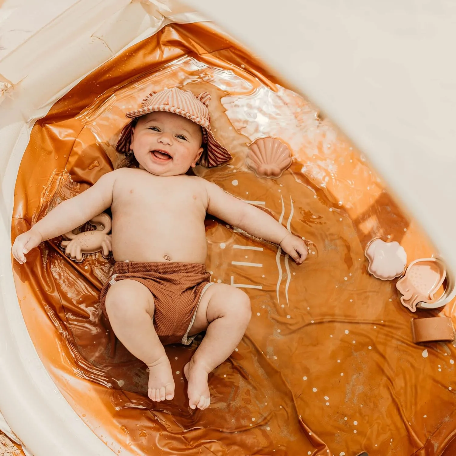 Beach Pool- Beach Toys (Sand (W/Shade)) Beach Pool- Kiddie Pool - 3 Water Filling Bags- 1 radiation Large and 2 Small- Todler Baby 