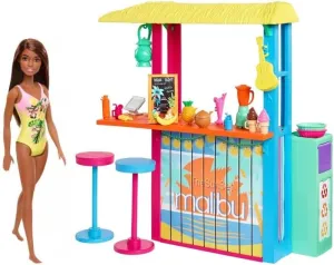 Beach Shack playset FashionFritz & Little Bitz Dark Hair & Skin 12" Fashion Doll skeptical hue editorial & Beach Shack Playset Bundle - Bundle Includes one 12" Beach Doll & one 