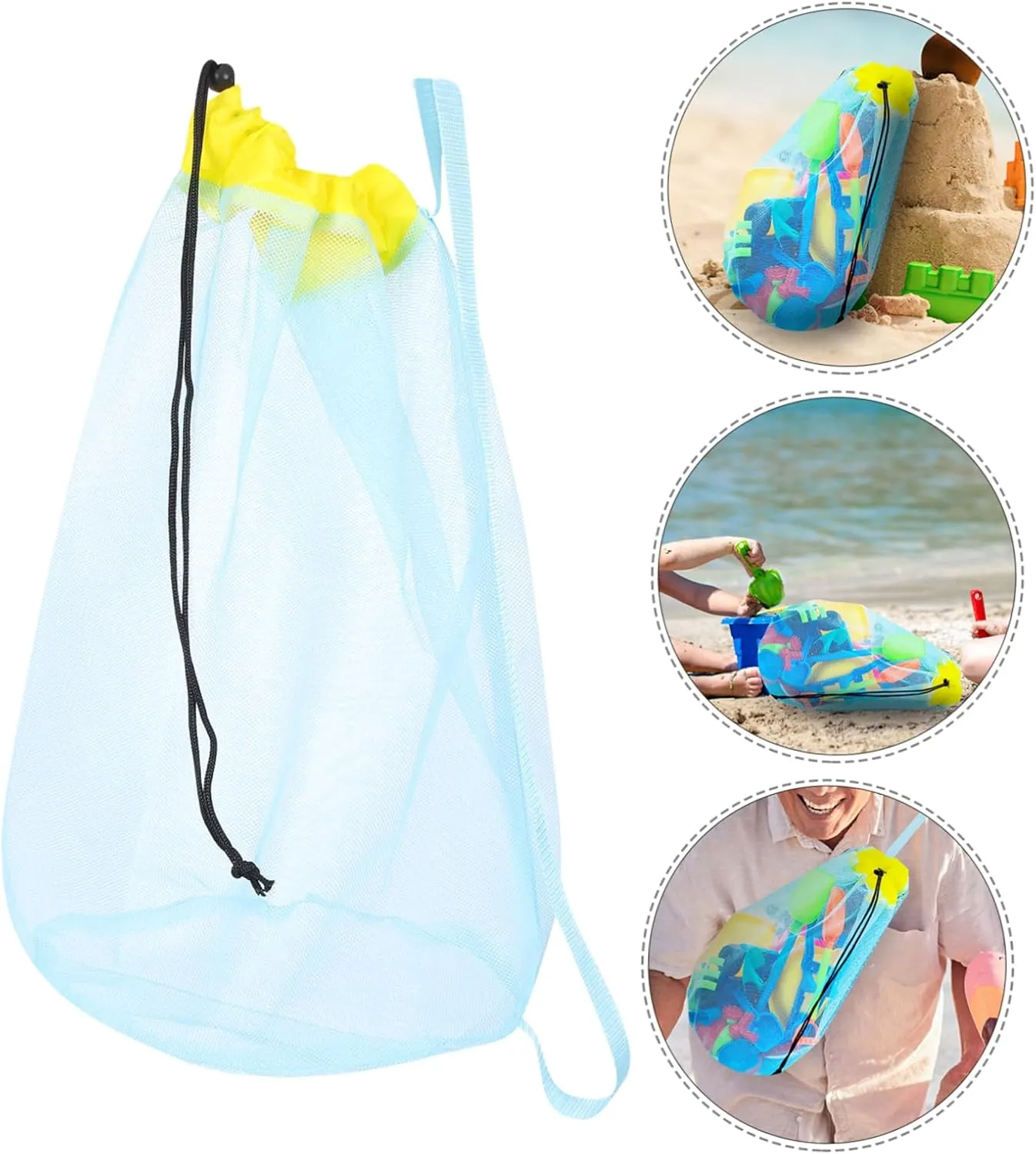 Beach Toys Bag Mesh Storage Drawstring Closure Versatile for Shell interplay ceremony Collecting Toys and BESPORTBLE 5pcs Boys and Girls 