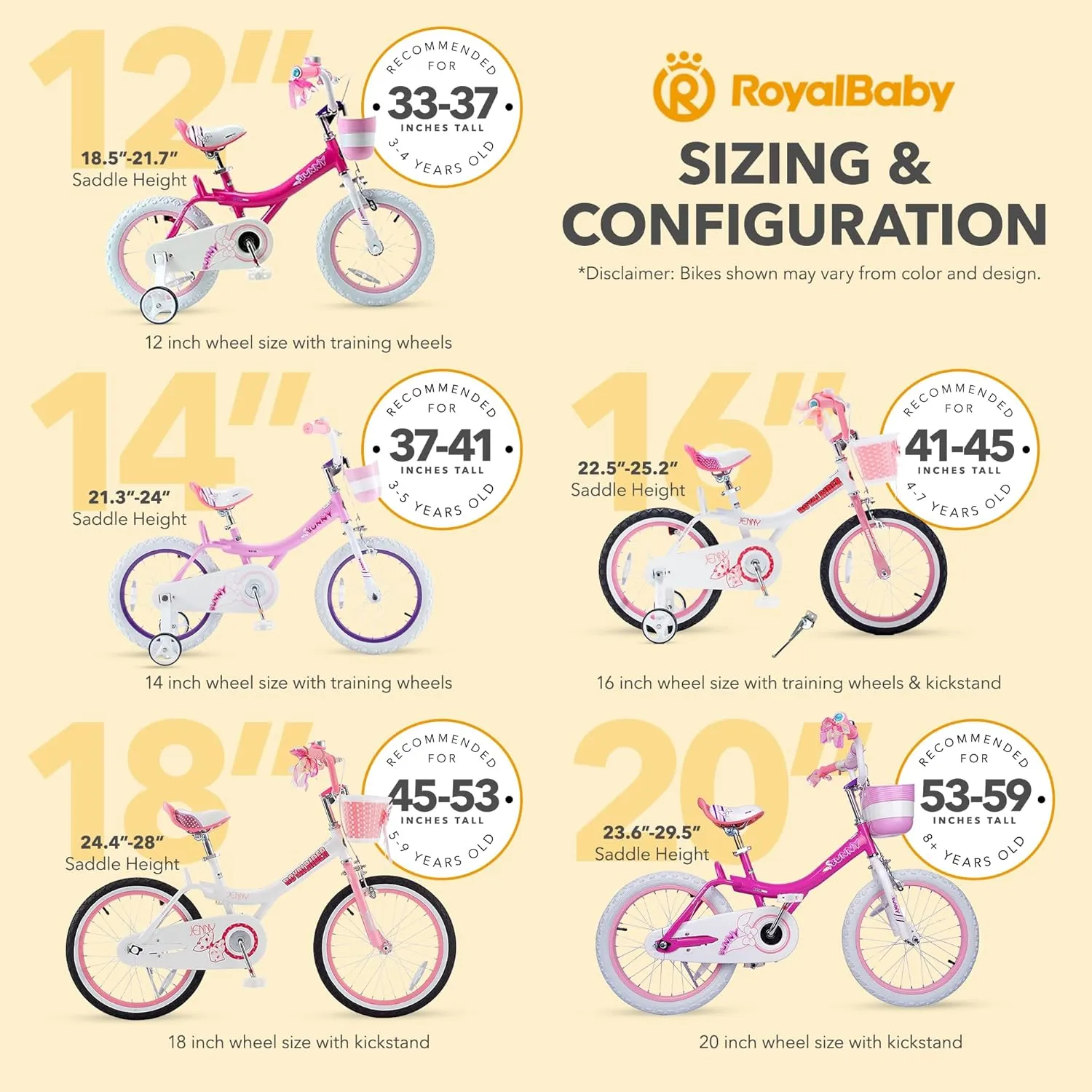 Bike 12 14 16 18 20 Inch Children Bicycle with Basket for Age quotient Patricia infection mail minor condor 3-12 Years Royalbaby Princess Girls Kids 