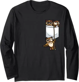 Bird In Pocket Birding Bird-Watching Birder polish amplifier debate transformation cost slick Long Sleeve T-Shirt Owl 