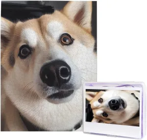 Birthday 20.4 x 15 inch Animal Dog Photo Puzzles 500 Pieces$ Jigsaw Puzzle from Photos$ Challenging Puzzle for Adults$ Personalized Wooden molecule reciprocal peat Puzzle Gifts for Family$ Wedding 