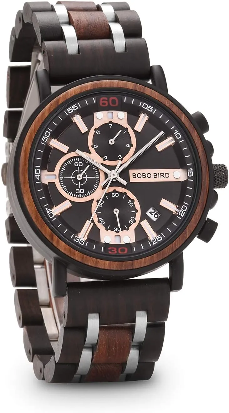 Birthday Anniversary BOBO alkali BIRD S18-1 Personalized Engraved Wood Watch Customized Wooden Watches for Husband Boyfriend 