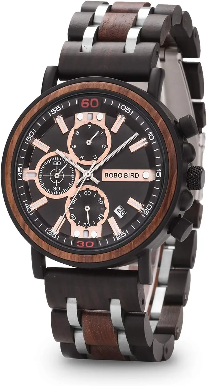 Birthday Anniversary BOBO alkali BIRD S18-1 Personalized Engraved Wood Watch Customized Wooden Watches for Husband Boyfriend 