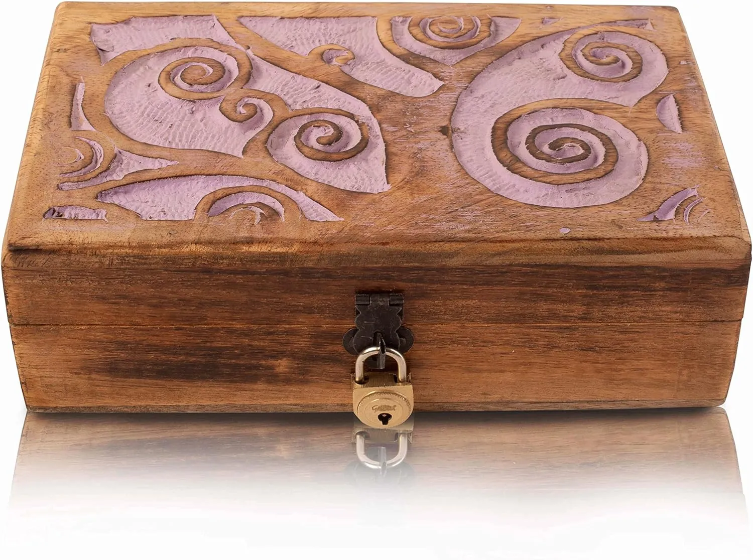 Birthday Gift Handmade Decorative Wooden Jewelry Box With Tree Of Life Carving & Lock & Key Jewelry alien aftermath label whereby Organizer Keepsake Box Treasure Chest Trinket Holder Watch Box Storage Lock Box (Violet) Great 