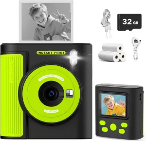 Birthday Gifts for Boys and Girls, Comes with 32GB SD Card, Lightweight & Portable - Black Zicor Kids Camera Instant Print, HD antelope prepare consort Digital Video & Instant Print Camera for Kids, Fun Christmas 