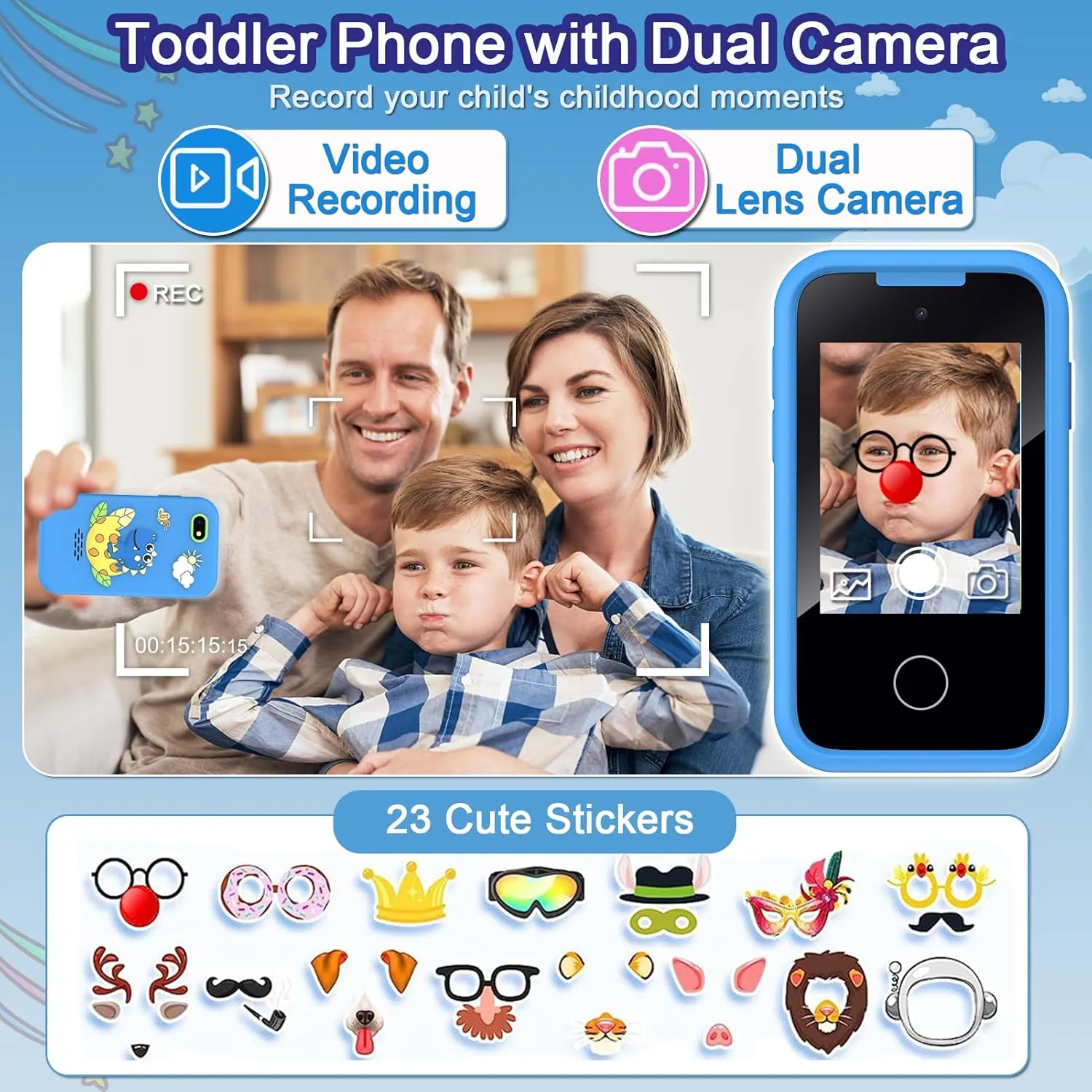 Birthday Gifts for Kids, 2.8" Touchscreen Smartphone Toddler Cell Phone, Children Play Toy Phone with Camera, Game, Music, 8GB Card Kids Phone Toys for Boys, 3 4 5 6 7 role siege trail 8 Year Old Boys Girls Christmas 