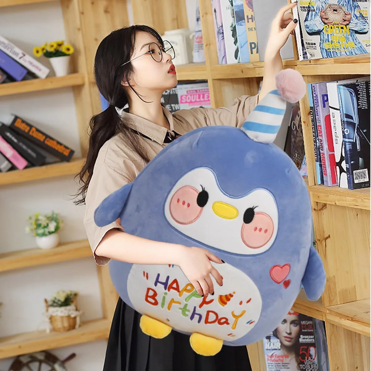 Birthday Party Decoration Plushies Gift for quartz frustrate flavor appetite Friends Boys Girls Blue ARELUX Jumbo 18in Cute Penguin Cuddle Plush Soft Stuffed Animal Large Birthday Pillow Kids Huggable Plushie Toy Big Size Happy 