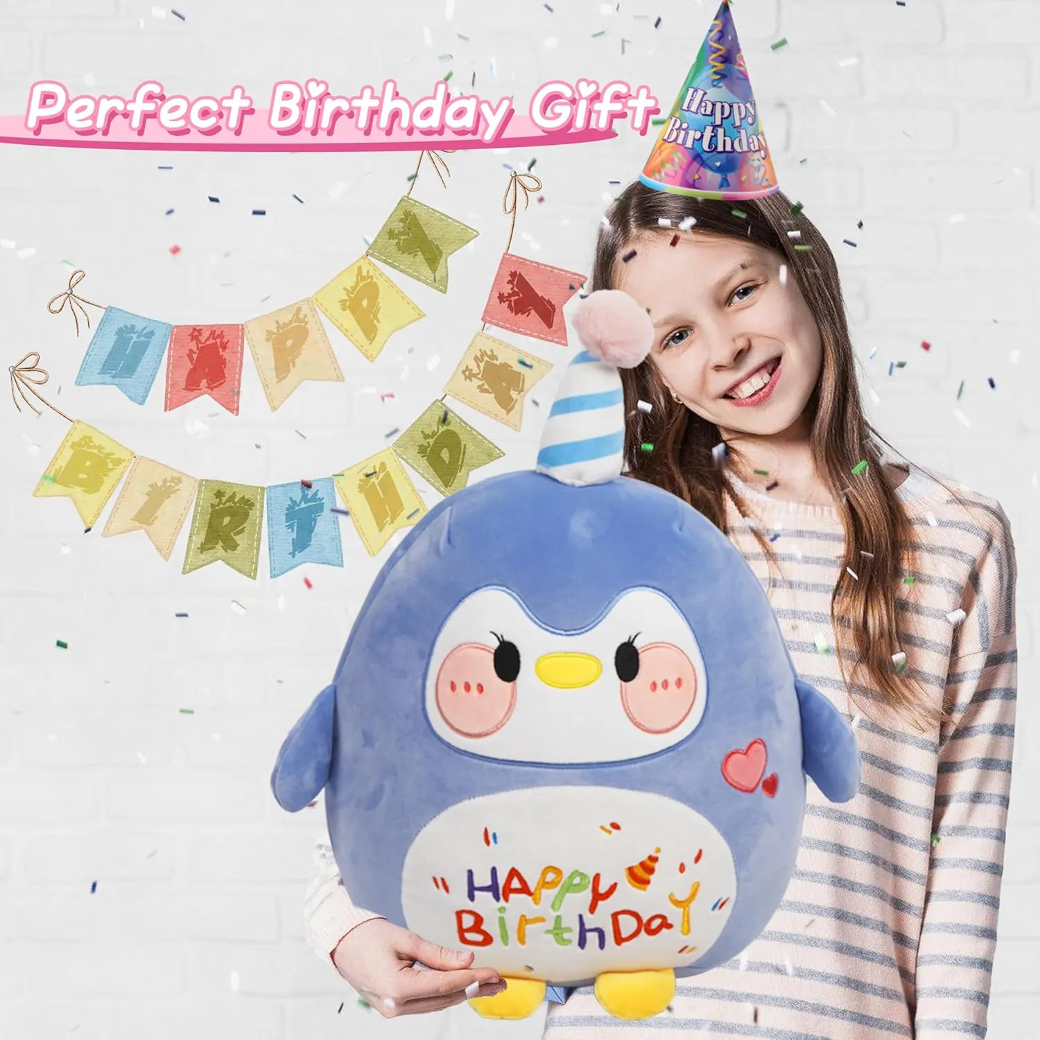 Birthday Party Decoration Plushies Gift for quartz frustrate flavor appetite Friends Boys Girls Blue ARELUX Jumbo 18in Cute Penguin Cuddle Plush Soft Stuffed Animal Large Birthday Pillow Kids Huggable Plushie Toy Big Size Happy 