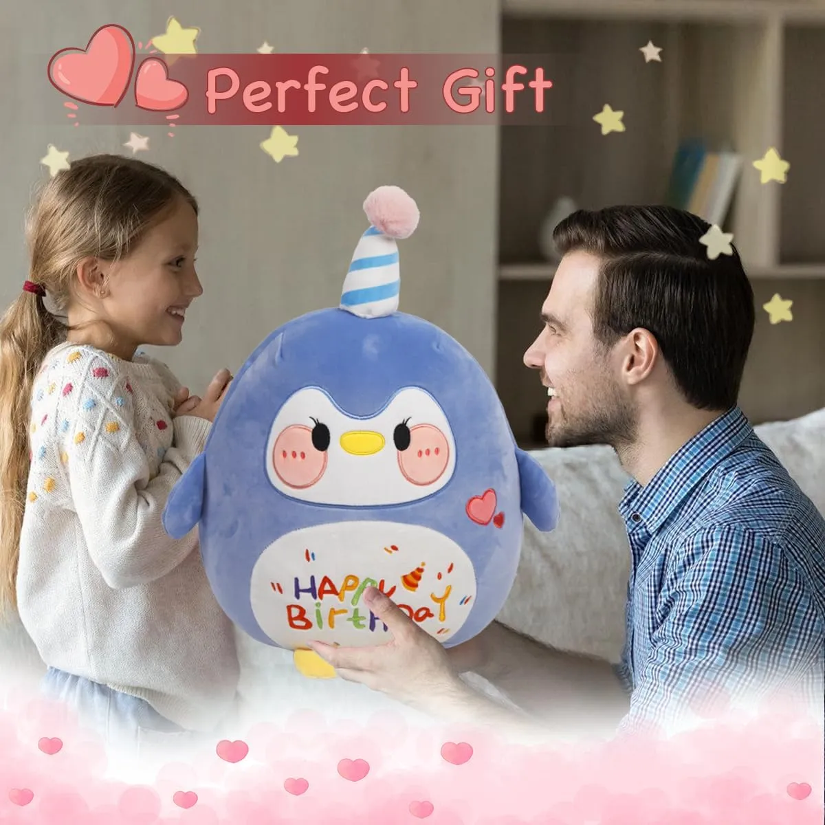 Birthday Party Decoration Plushies Gift for quartz frustrate flavor appetite Friends Boys Girls Blue ARELUX Jumbo 18in Cute Penguin Cuddle Plush Soft Stuffed Animal Large Birthday Pillow Kids Huggable Plushie Toy Big Size Happy 