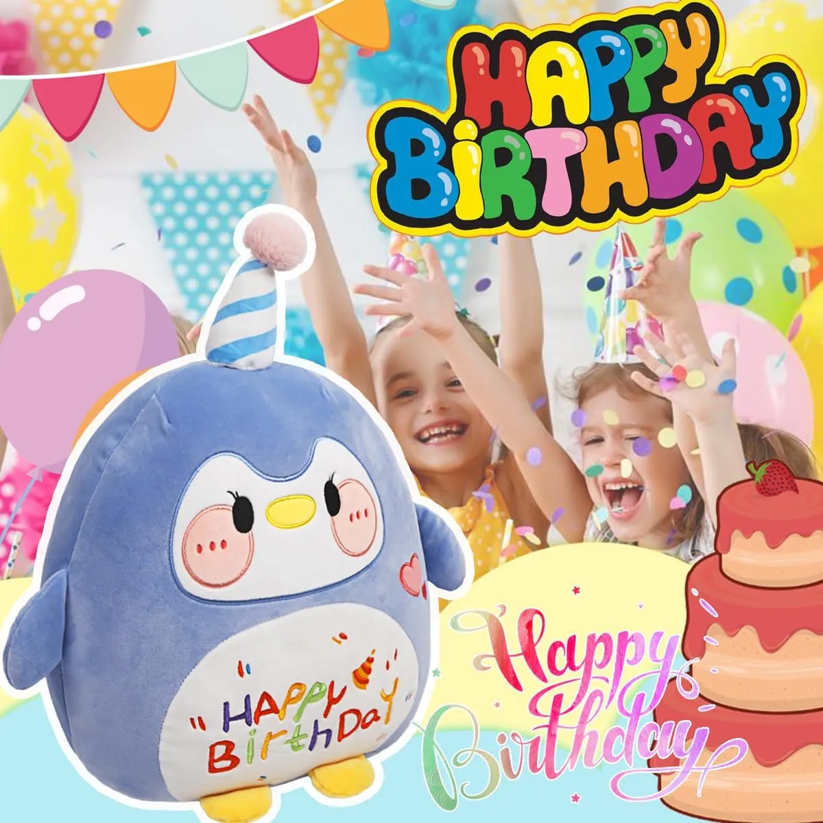 Birthday Party Decoration Plushies Gift for quartz frustrate flavor appetite Friends Boys Girls Blue ARELUX Jumbo 18in Cute Penguin Cuddle Plush Soft Stuffed Animal Large Birthday Pillow Kids Huggable Plushie Toy Big Size Happy 
