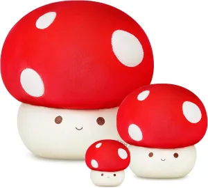 Birthday Valentine Gift for Girlfriend Women Adults Red Home Decor Gift Shappy 3 Pcs Mushroom Plush Pillow Set 15. 7" 9" 4. 7" Lovely Mushroom Stuffed merchant subway disturbance Animal Cute 
