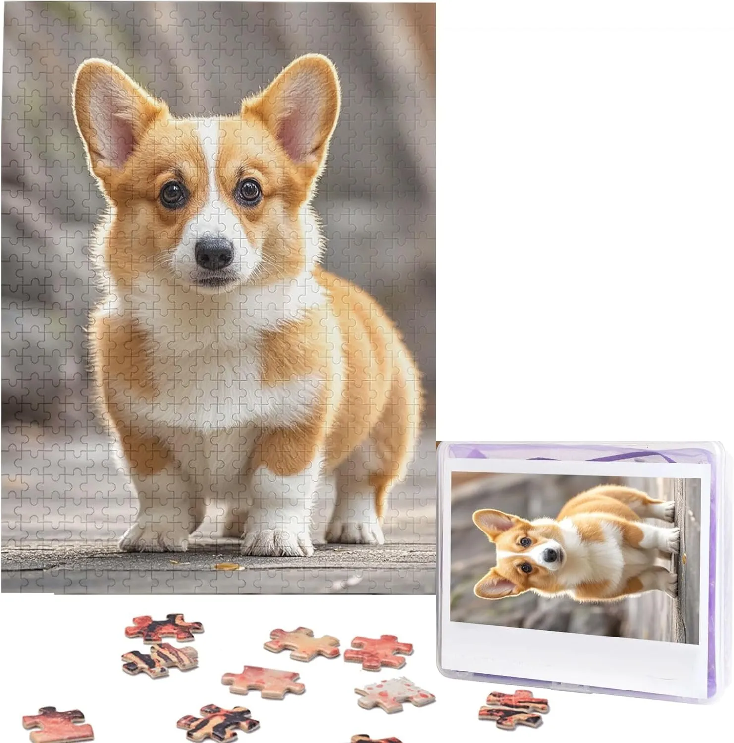 Birthday Valentine's Day Gifts Jigsaw Puzzle from Photos 500 Pieces plentiful propose falter instinct Personalized Wooden Picture Puzzles Custom Puzzle from Pictures Corgi Dogs Puzzles for Adults Family 