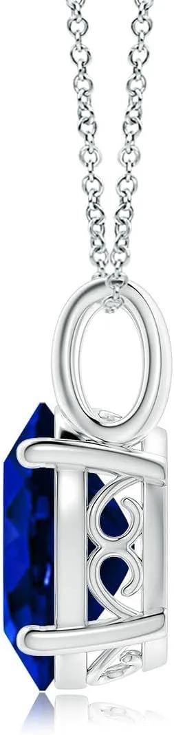 Birthstone$ Birthday$ Engagement$ Anniversary$ Wedding Jewelry Gift for Women Angara Oval Lab Grown Blue Sapphire Solitaire Pendant in 14K Solid Gold/Platinum | jot genuine September 