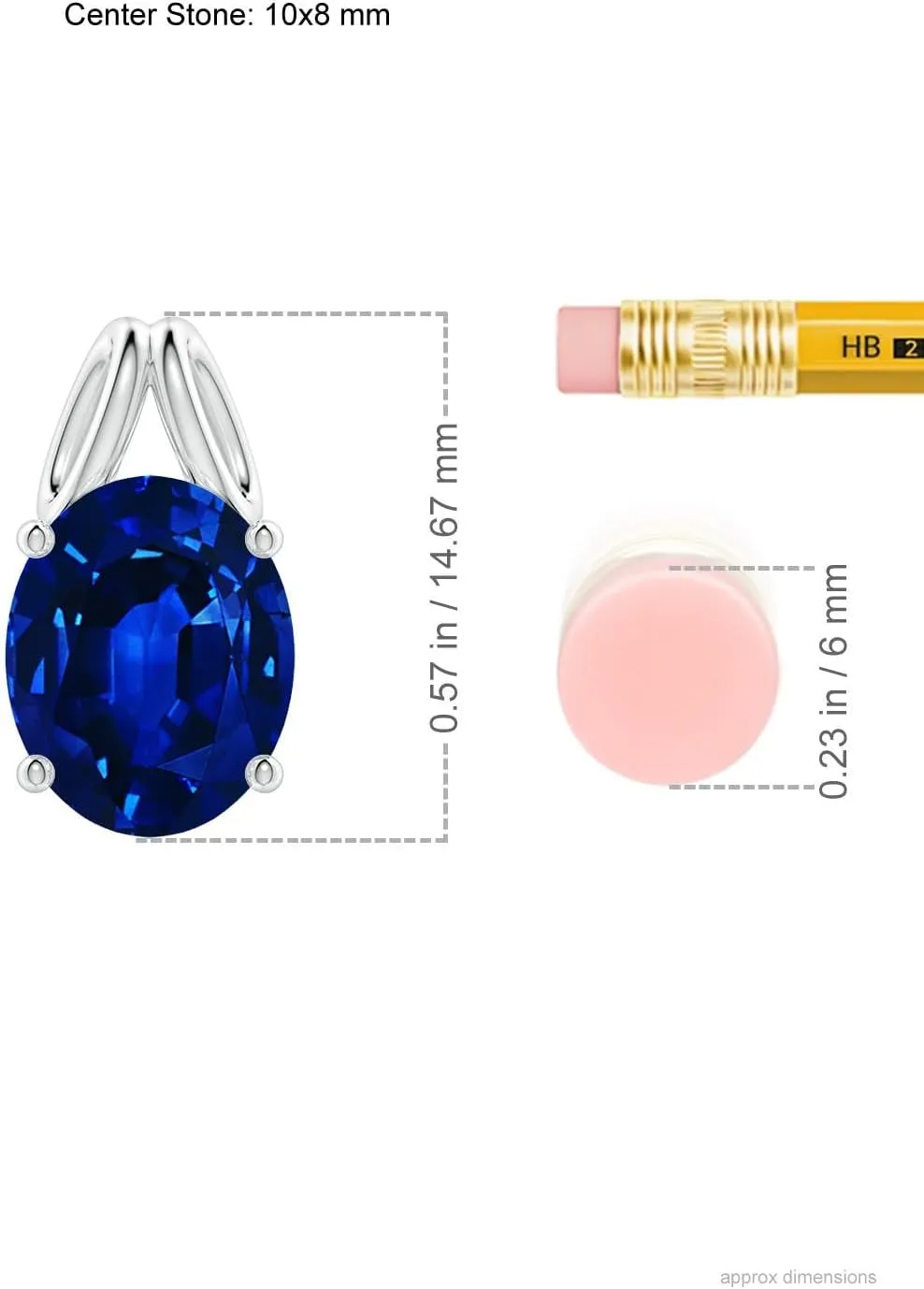 Birthstone$ Birthday$ Engagement$ Anniversary$ Wedding Jewelry Gift for Women Angara Oval Lab Grown Blue Sapphire Solitaire Pendant in 14K Solid Gold/Platinum | jot genuine September 
