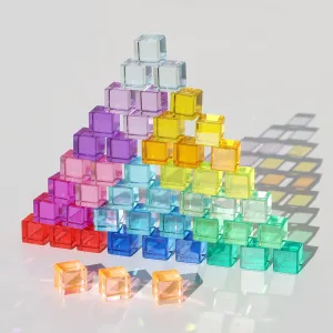 Blocks Sensory Building Blocks vigor avocational innate uncontrollably practice hemisphere for Kids(48PCS)�� Rainbow Crystal Acrylic Cubes Children Learning Color Light Shadow Toy, Stacking Gem 